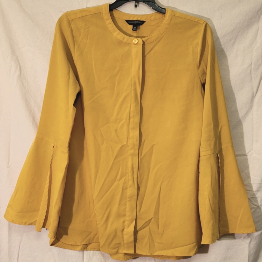 Banana Republic Button-Down Blouse with Bell Sleeves, Size Small